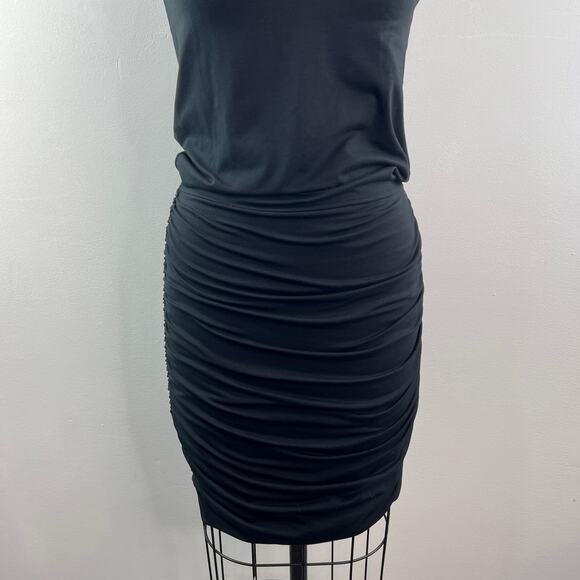 ATHLETA Black Ruched Dress Stretch V-Neck Racerback Tank Casual Size Small S - Picture 4 of 12